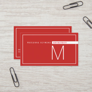 Cartão De Visita Moderno minimalista, vermelho arquiteto