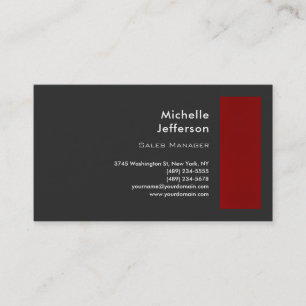 Cartão De Visita Moderno Minimalista Vermelho Cinza Elegante