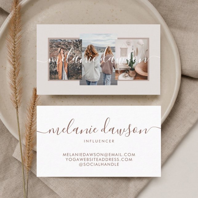 Cartão De Visita Moderno Mínimo 3 Foto de Influenciador Social (Criador carregado)