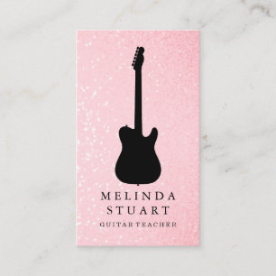 Cartão De Visita Moderno Mínimo Chic Professor de Guitarra Músico
