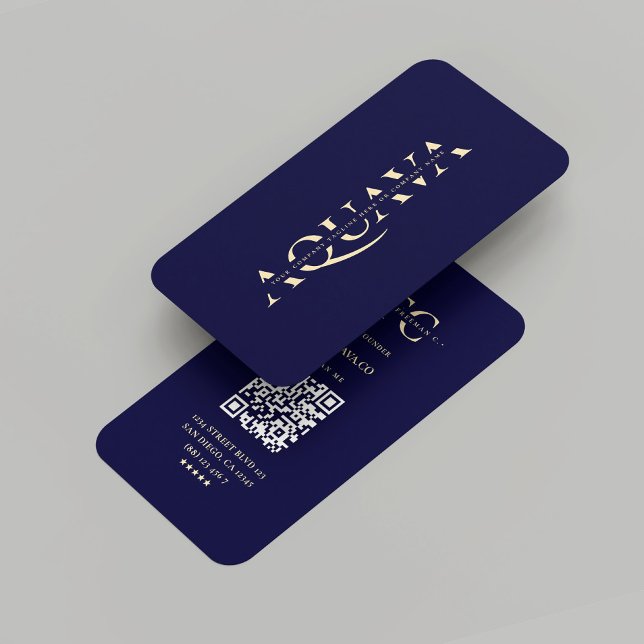 Cartão De Visita Moderno Monograma Empresa meia-noite Azul Dourado (Modern Monogram Company Midnight Blue Gold Business Card
)