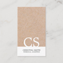 Cartão De Visita Moderno Monograma Kraft Impresso em Branco Vertica