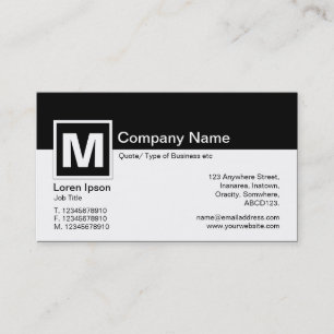 Cartão De Visita Moderno Monograma - Preto e Branco (casca de Ovo)