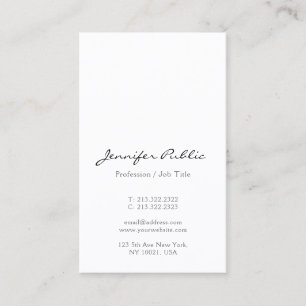 Cartão De Visita Moderno Nome de Script Elegante Simples Vertical T