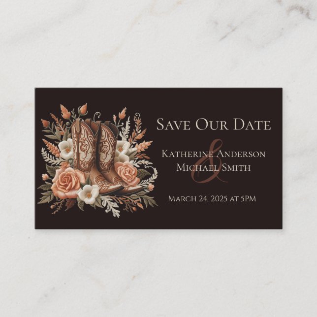 Cartão De Visita Moderno País Elegante - Flores Ocidentais (Frente)