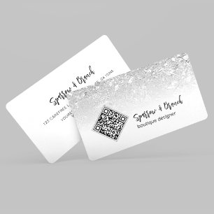 Cartão de Visita Moderno Prata Boutique Código QR