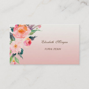 Cartão De Visita Moderno Profissional Elegante - Flores em Aquarela