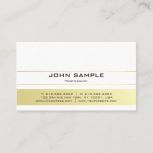 Cartão De Visita Moderno Profissional Elegante Ouro Branco Simples