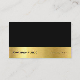 Cartão De Visita Moderno Profissional Elegante Preto Dourado Simple