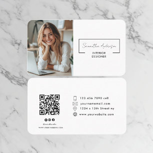 Cartão De Visita Moderno profissional   Foto com código QR