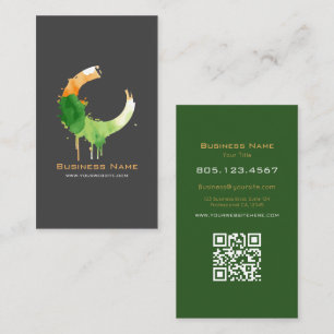 Cartão De Visita Moderno Redemoinho de Pintura Escura Cinza e Verde