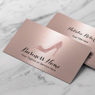 Cartão De Visita Moderno Rosa Dourado Fashion High Heels Boutique