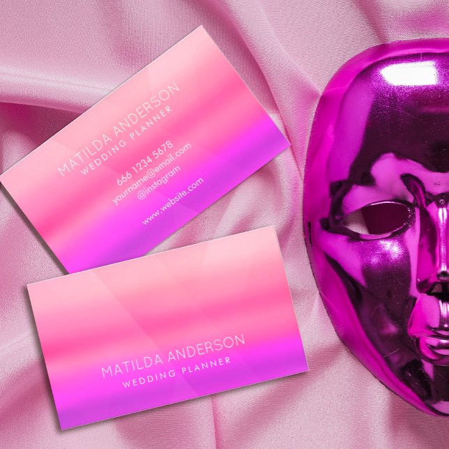 Cartão De Visita Moderno Rosa Quente de Aquarela (#professionalminimalist #hotpink #neonhotpink #purpleandpink)
