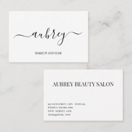 Cartão De Visita Moderno script branco minimalista preto