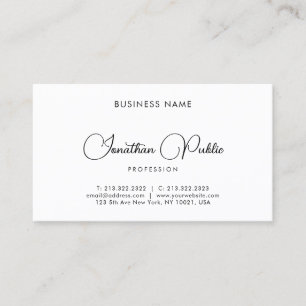 Cartão De Visita Moderno Script de Caligrafia Minimalista Elegante