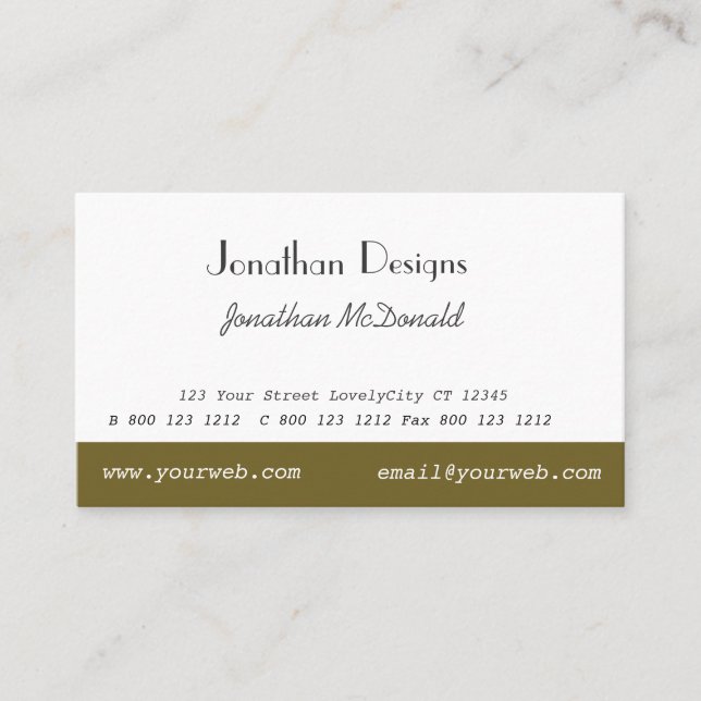 Cartão De Visita Moderno Simples Personalizado Clássico (Frente)