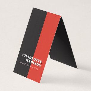 Cartão De Visita Moderno Simples Preto Vermelho Moderno Minimalista