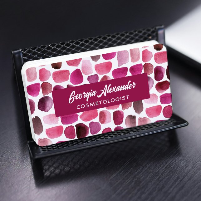 Cartão De Visita Moderno Tendy Watercolor Abstrato Cosmetologista (Criador carregado)