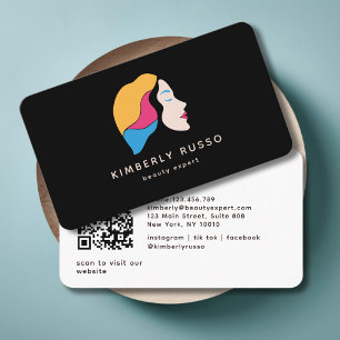 Cartão De Visita Moderno, Trendente, Código QR, Salão, Empresas de