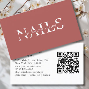 Cartão De Visita Moderno, Vermelho-Brown, Código QR