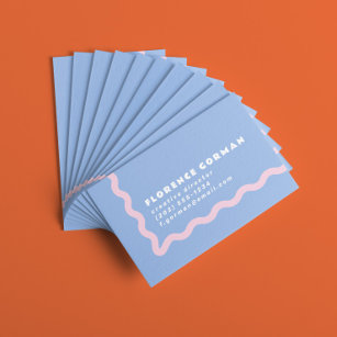 Cartão De Visita Moldura azul-poeirenta e rosa-pálido