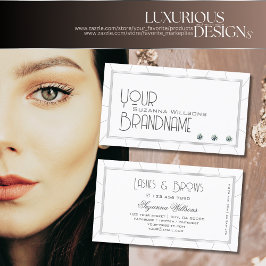 Cartão De Visita Moldura Chic White e Silver com Moderno de Ouros