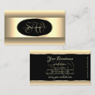 Cartão De Visita Moldura com Decoração Ombre Preto e Creme Inicial