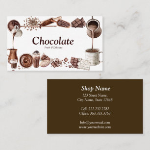 Cartão De Visita Moldura de Chocolate de Aquarela