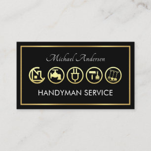 Cartão De Visita Moldura de Ferramentas de Handyman Dourada