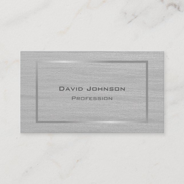 Cartão De Visita Moldura de prata Elegante de Impressão de Textura  (Frente)