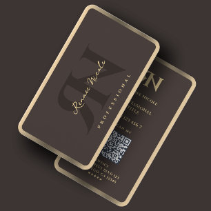 Cartão De Visita Moldura Faux Dourada Minimalista para Café Espress