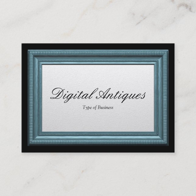 Cartão De Visita Moldura para retrato azul (Frente)