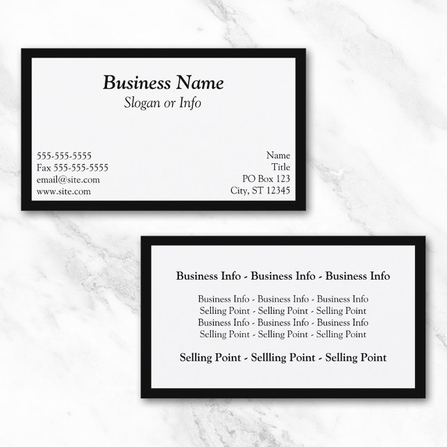 Cartão De Visita Moldura Retangular Preta e Branca (Black and White Rectangular Frame Business Card)