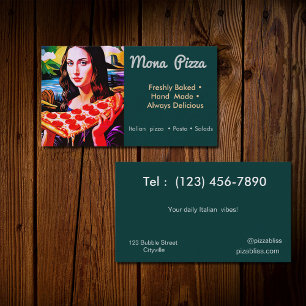 Cartão De Visita Mona Lisa com Pizza