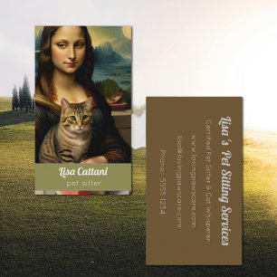 Cartão De Visita Mona Lisa e gato-de-mesa