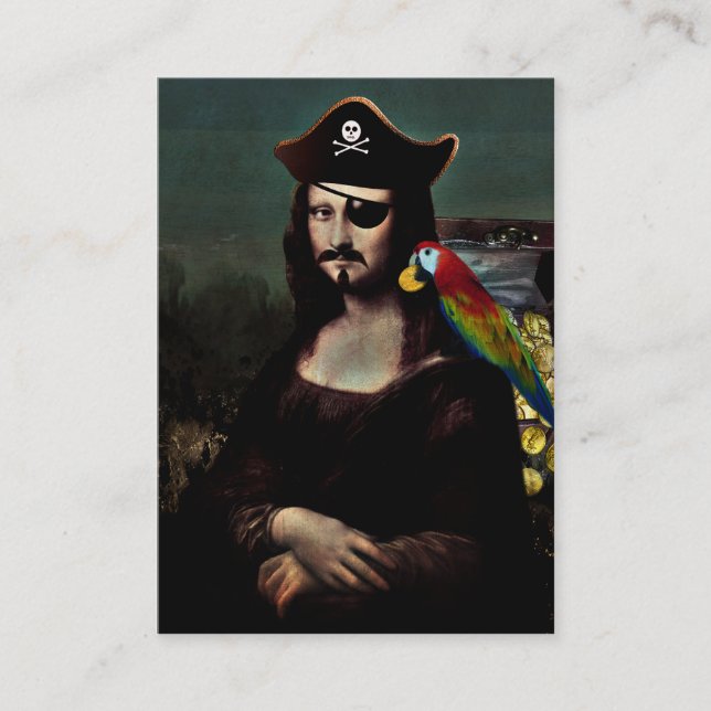Cartão De Visita Mona Lisa Pirata Capitão Com bigode (Frente)