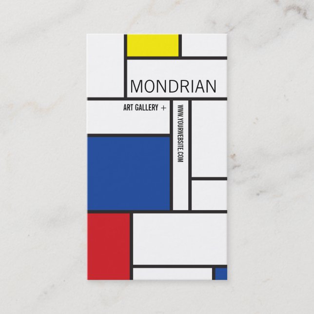 Cartão De Visita Mondrian Modern Art De Stijl Abstrato Minimalista (Frente)