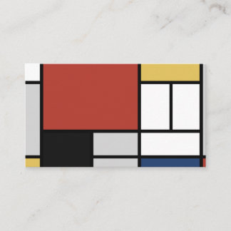 Cartão De Visita Mondrian Painting Red Plane Yellow Black Cinza Blu