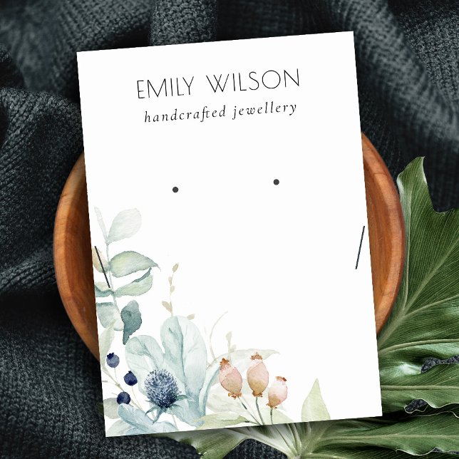 Cartão De Visita Monitor de Colar de Folhagem Verde Azul (Criador carregado)