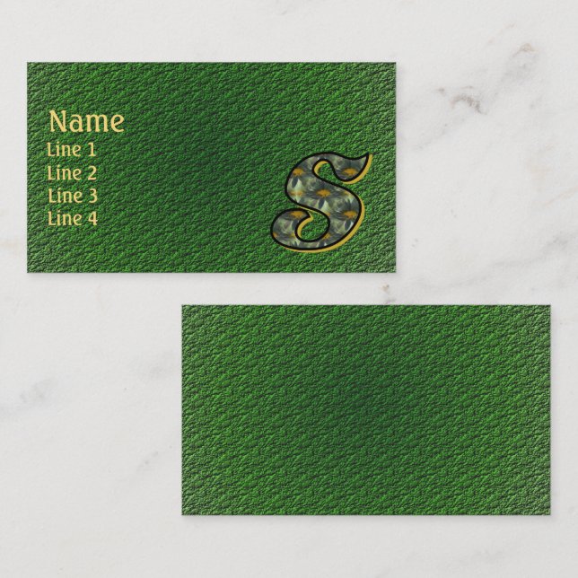 Cartão De Visita Monogram Initial S Daisies Floral Art (Frente/Verso)