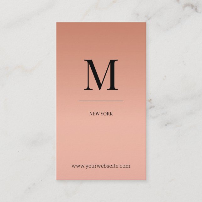 Cartão De Visita Monogram monograma moderno minimalistic rose´gold (Frente)
