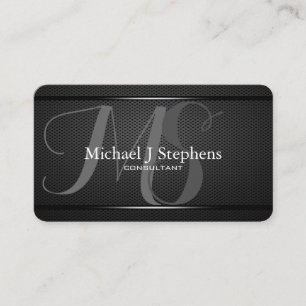 Cartão De Visita Monogram Professional c Metal Texturizado Preto