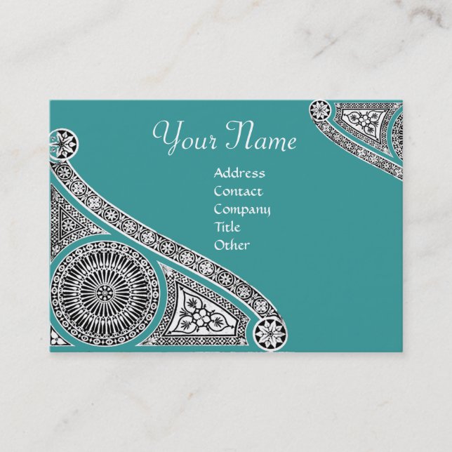 Cartão De Visita Monograma 2 verde azul (Frente)