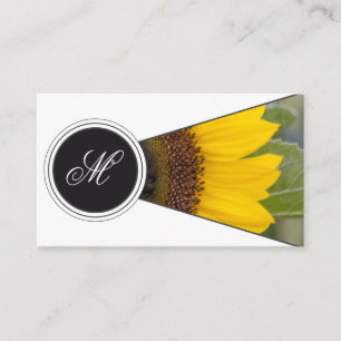 Cartão De Visita Monograma amarelo de girassol branco florista
