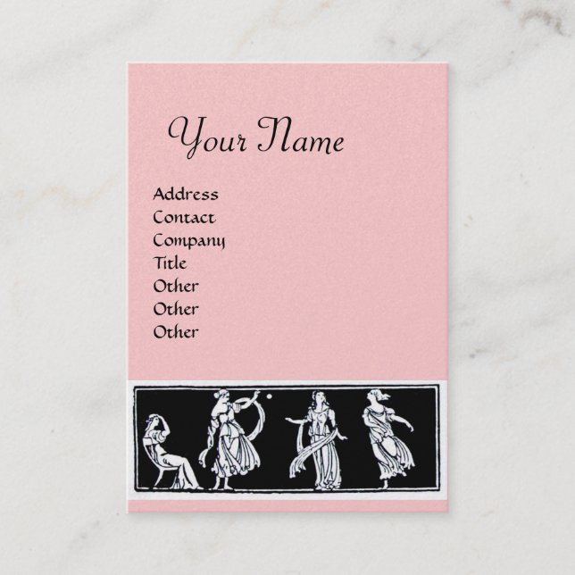 Cartão De Visita MONOGRAMA ANTIGO FASHION, metal dourado, rosa (Frente)