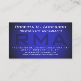 Cartão De Visita Monograma azul elegante do consultante