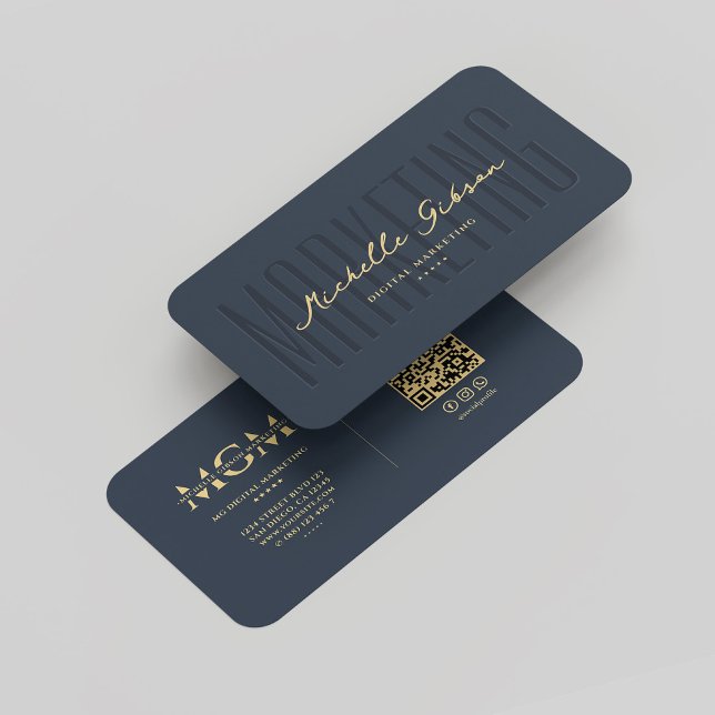 Cartão De Visita Monograma Azul Escuro do Marketing Moderno Elegant (Elegant Modern Marketing Dark Blue Monogram Business Card
)