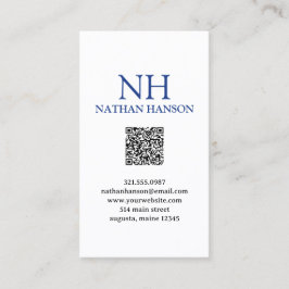 Cartão De Visita Monograma Azul Simples Moderno