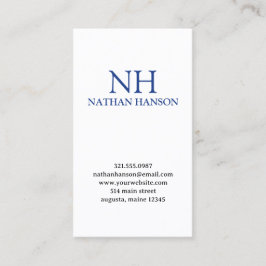 Cartão De Visita Monograma Azul Simples Moderno