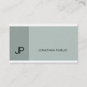 Cartão De Visita Monograma Azul Verde Moderno Profissional e Elegan